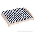 Деревянная кровать для домашних животных с плюшевым ковриком для кошек и собак